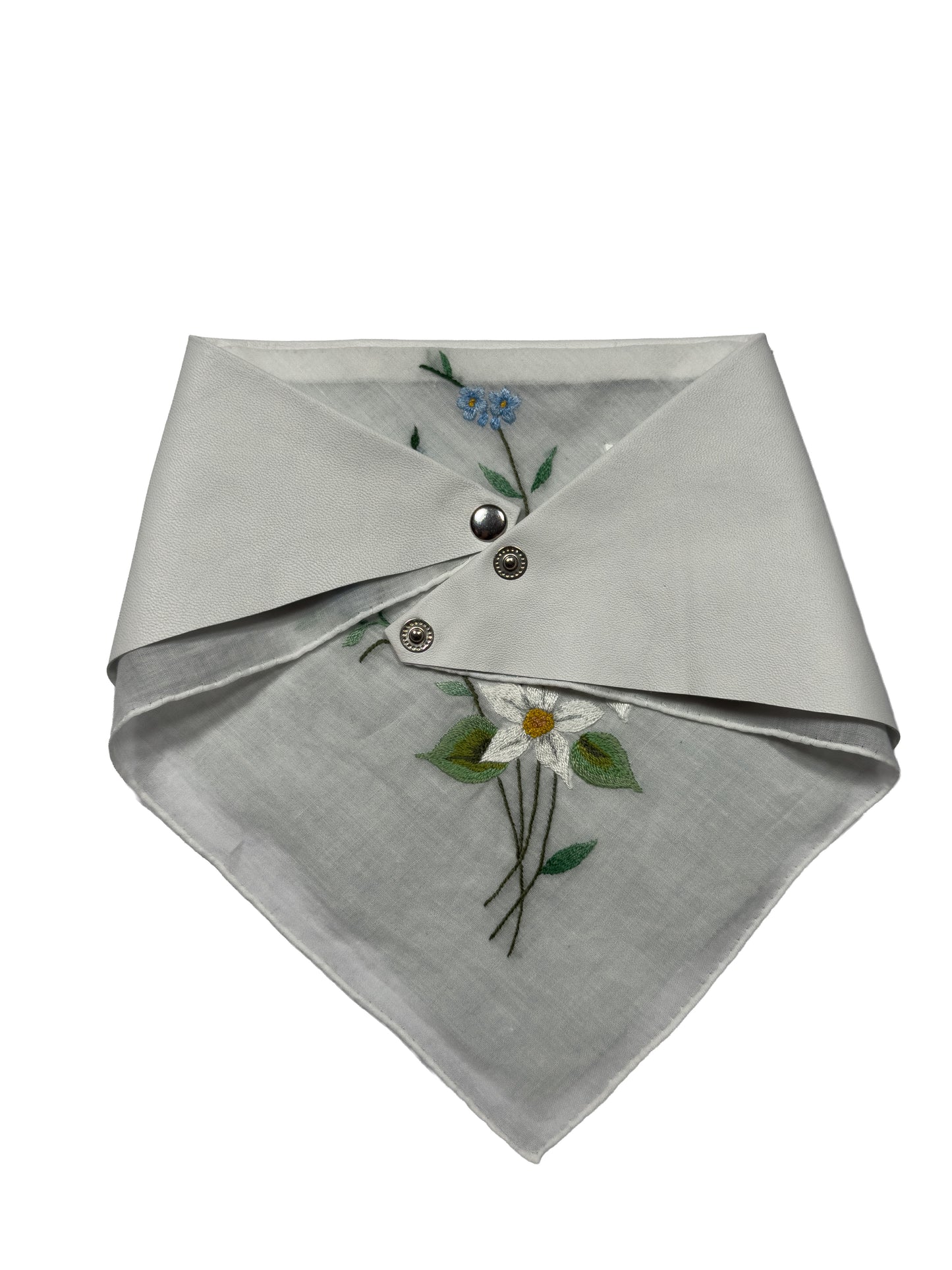TRIANGLE LEATHER SCARF White edelweiss
