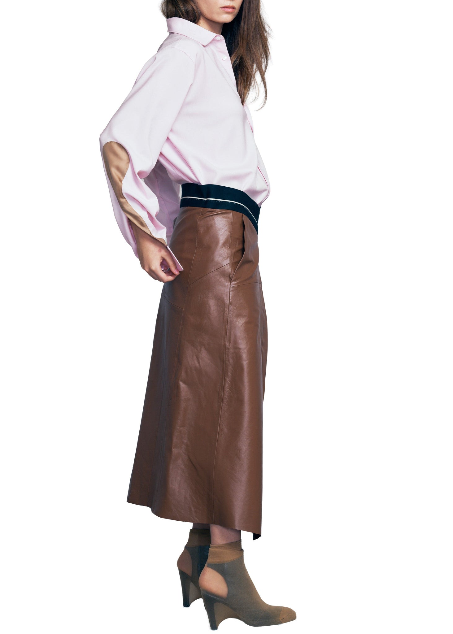 301 SKIRT LEATHER WRAP-AROUND cognac