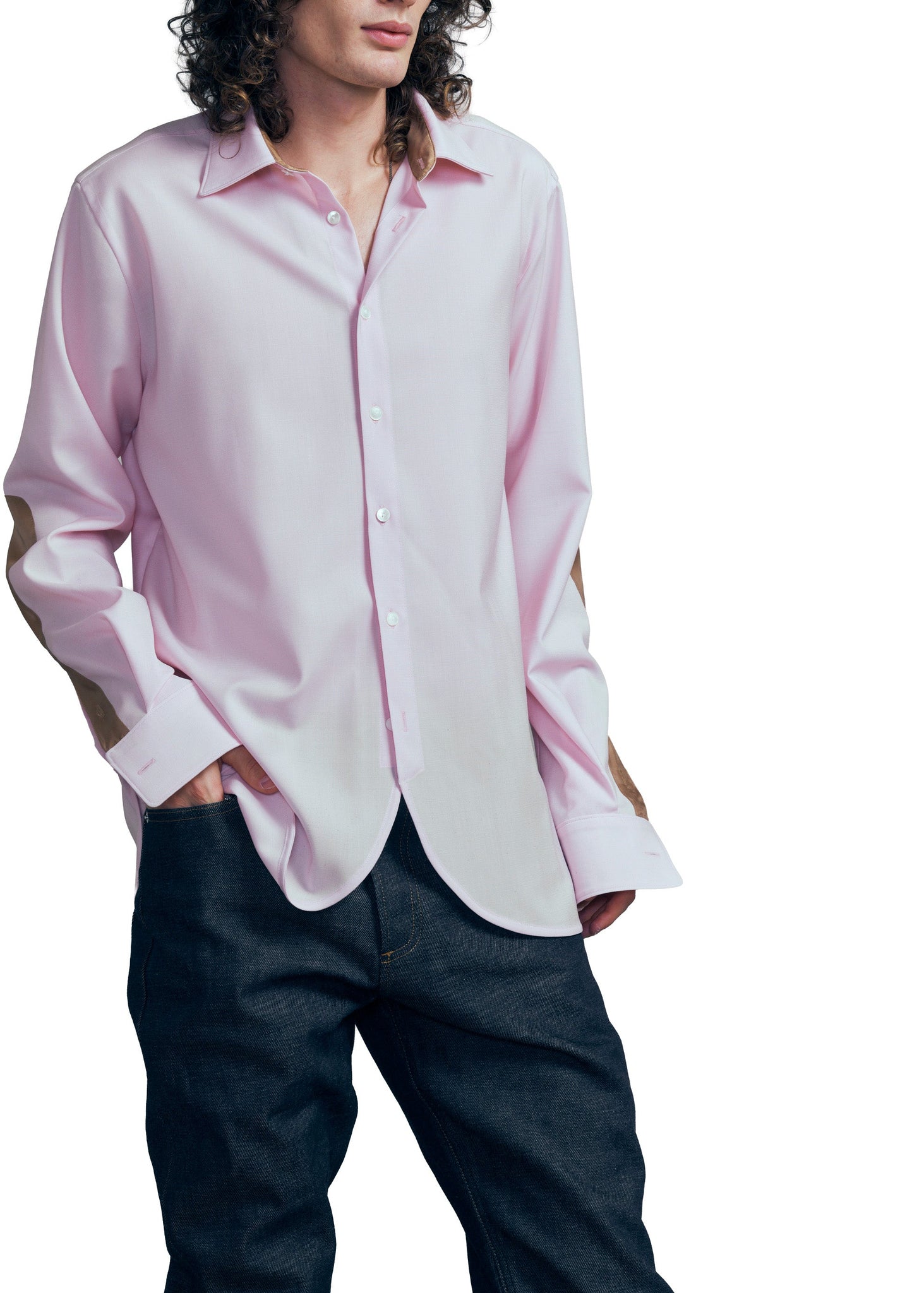 601.1 SHIRT CURVED FRONT WOOL palerose