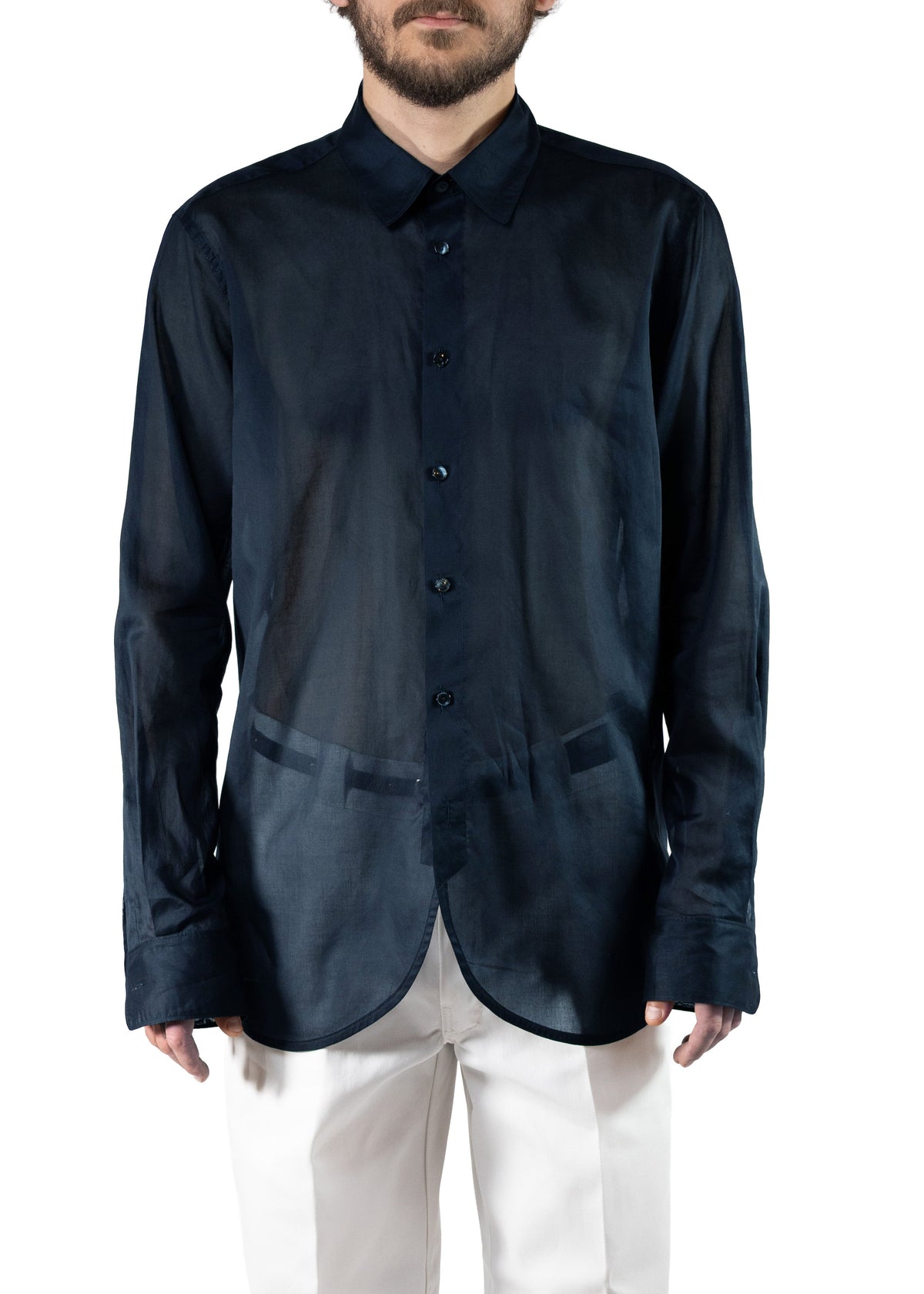 601 SHIRT CURVED FRONT  COTTON Batiste navy