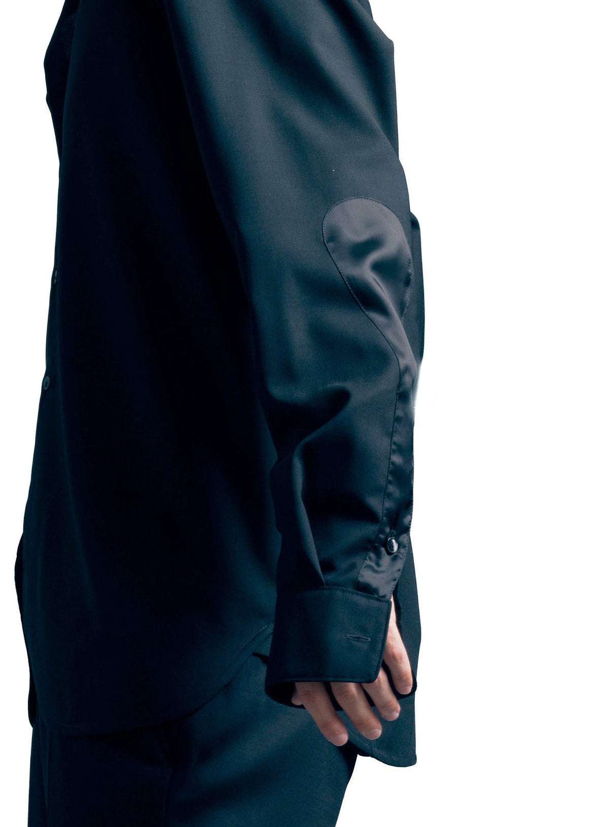 601.1 SHIRT CURVED FRONT WOOL black