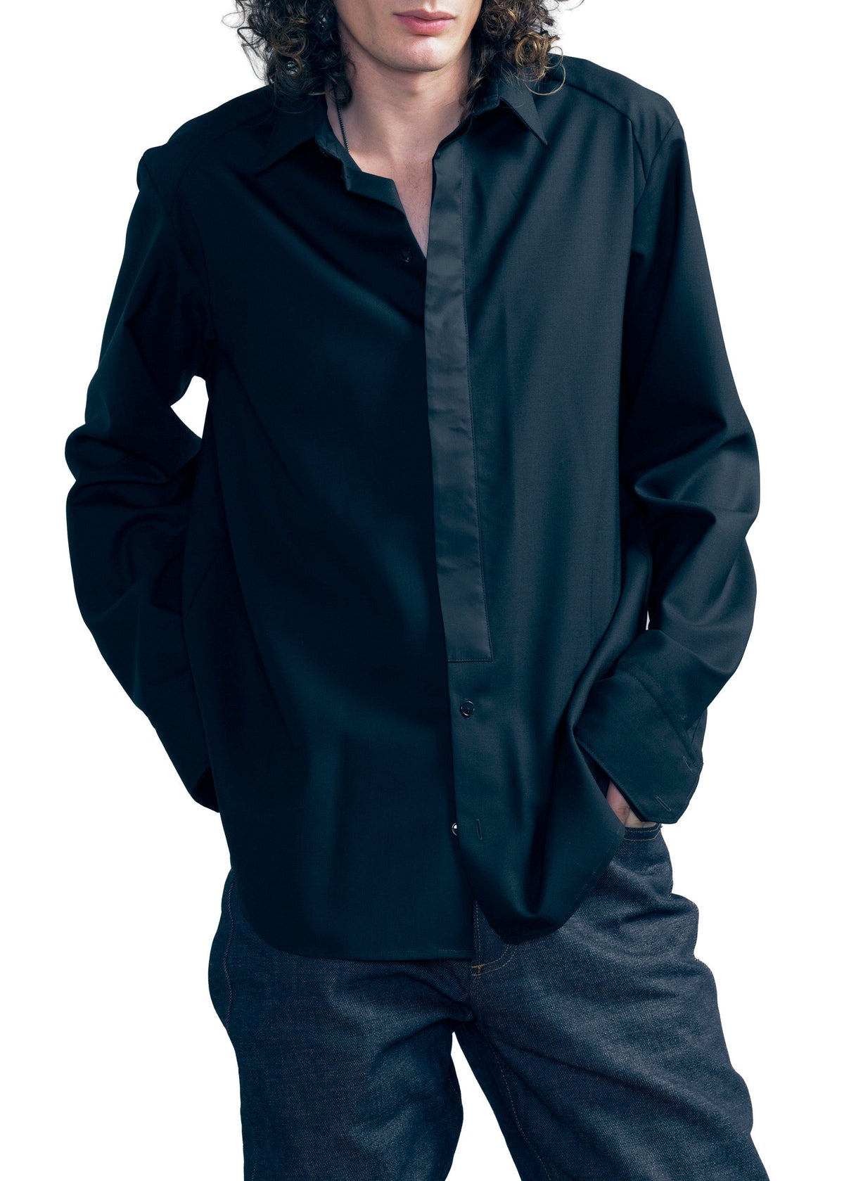 602.1 SHIRT TIE PLACKET WOOL black