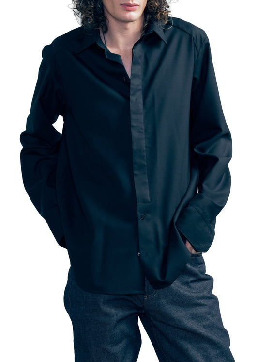 602.1 SHIRT TIE PLACKET WOOL black