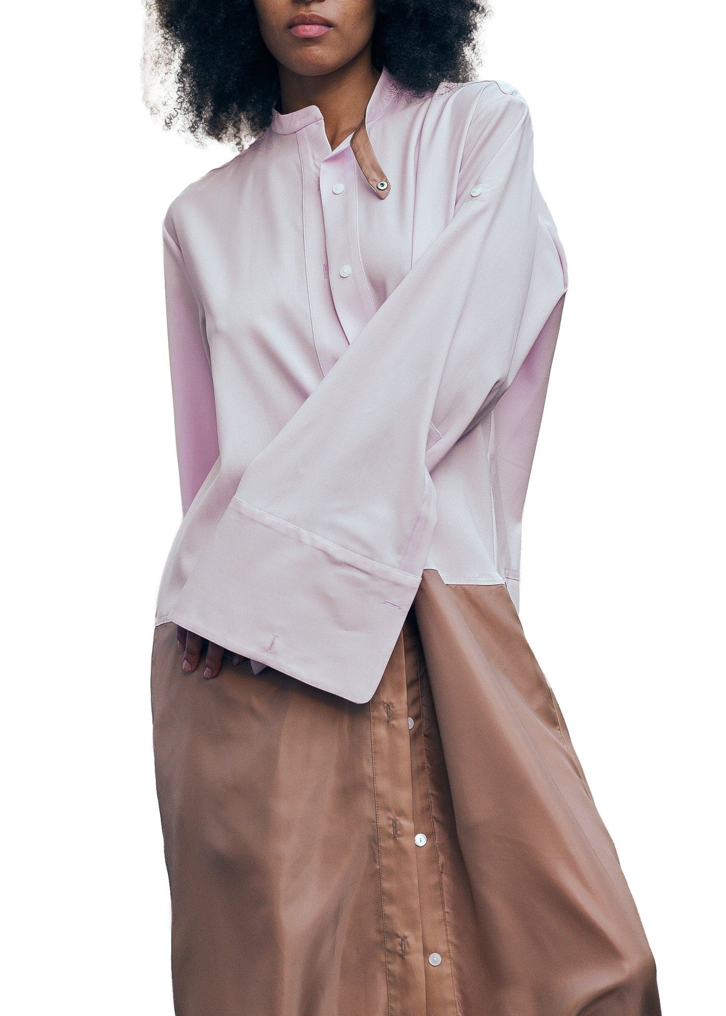 604.1 SHIRT DRESS 3IN1 MOTO WOOL/CUPRO palerose/cognac