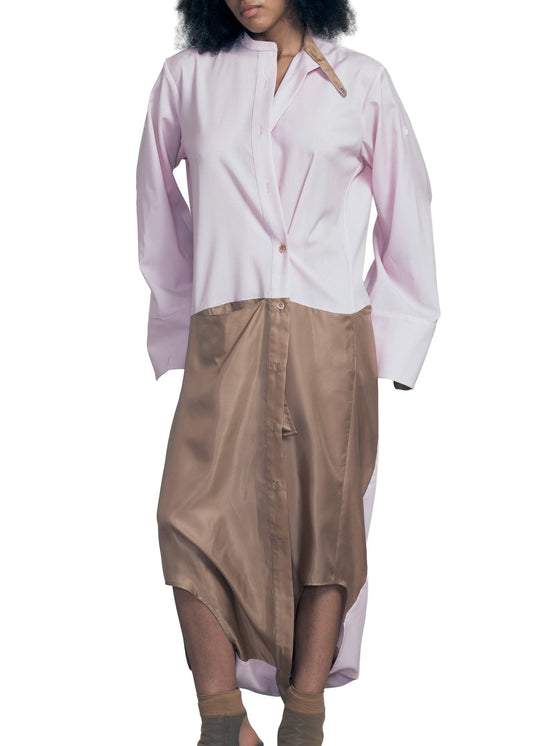 604.1 SHIRT DRESS 3IN1 MOTO WOOL/CUPRO palerose/cognac