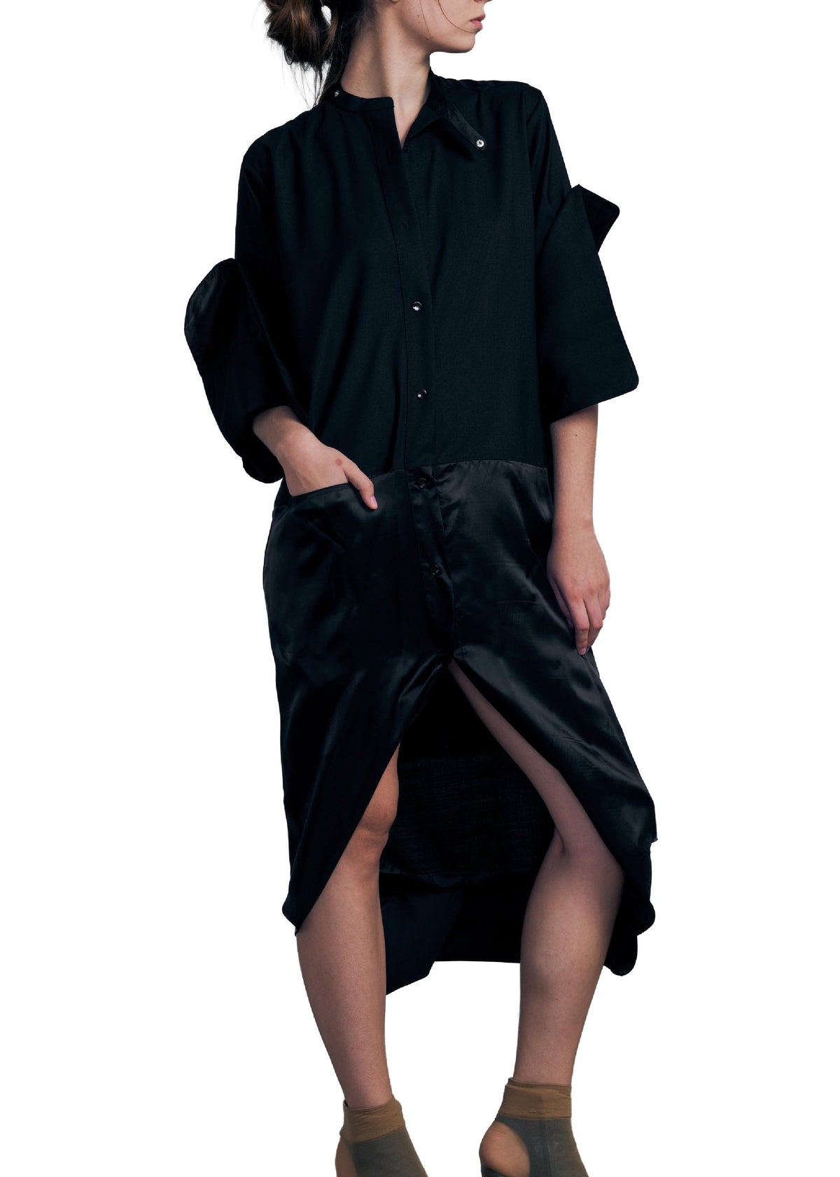 604.1 SHIRT DRESS 3IN1 MOTO WOOL/CUPRO black