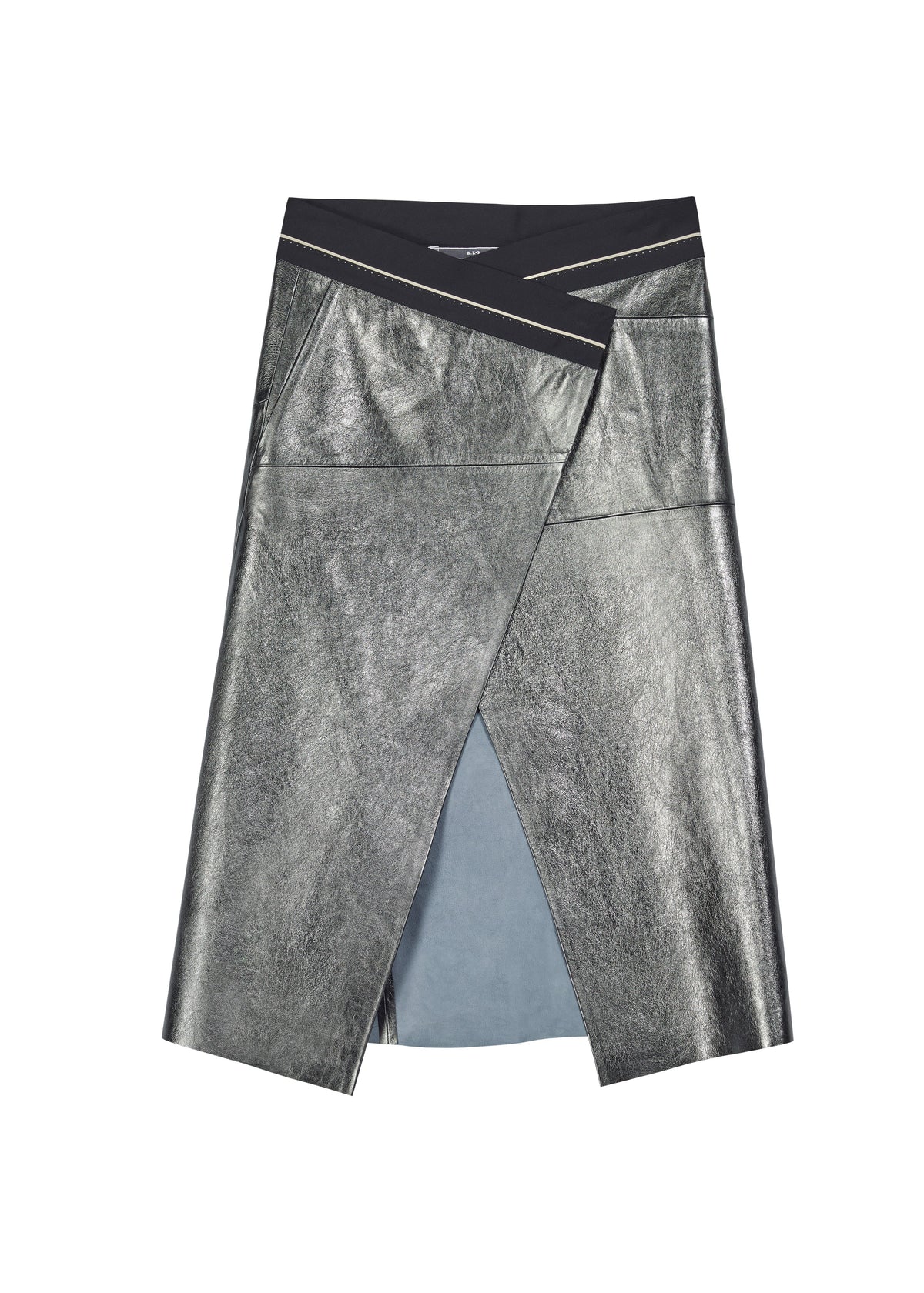 301 SKIRT LEATHER WRAP-AROUND anthracite metalisé