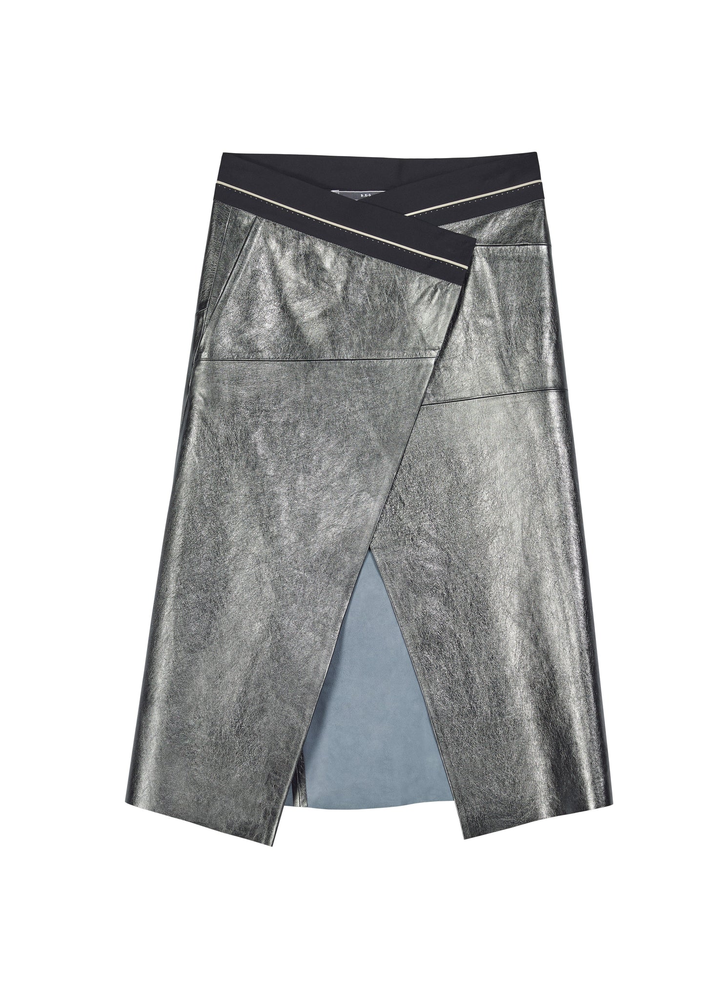 301 SKIRT LEATHER WRAP-AROUND anthracite metalisé