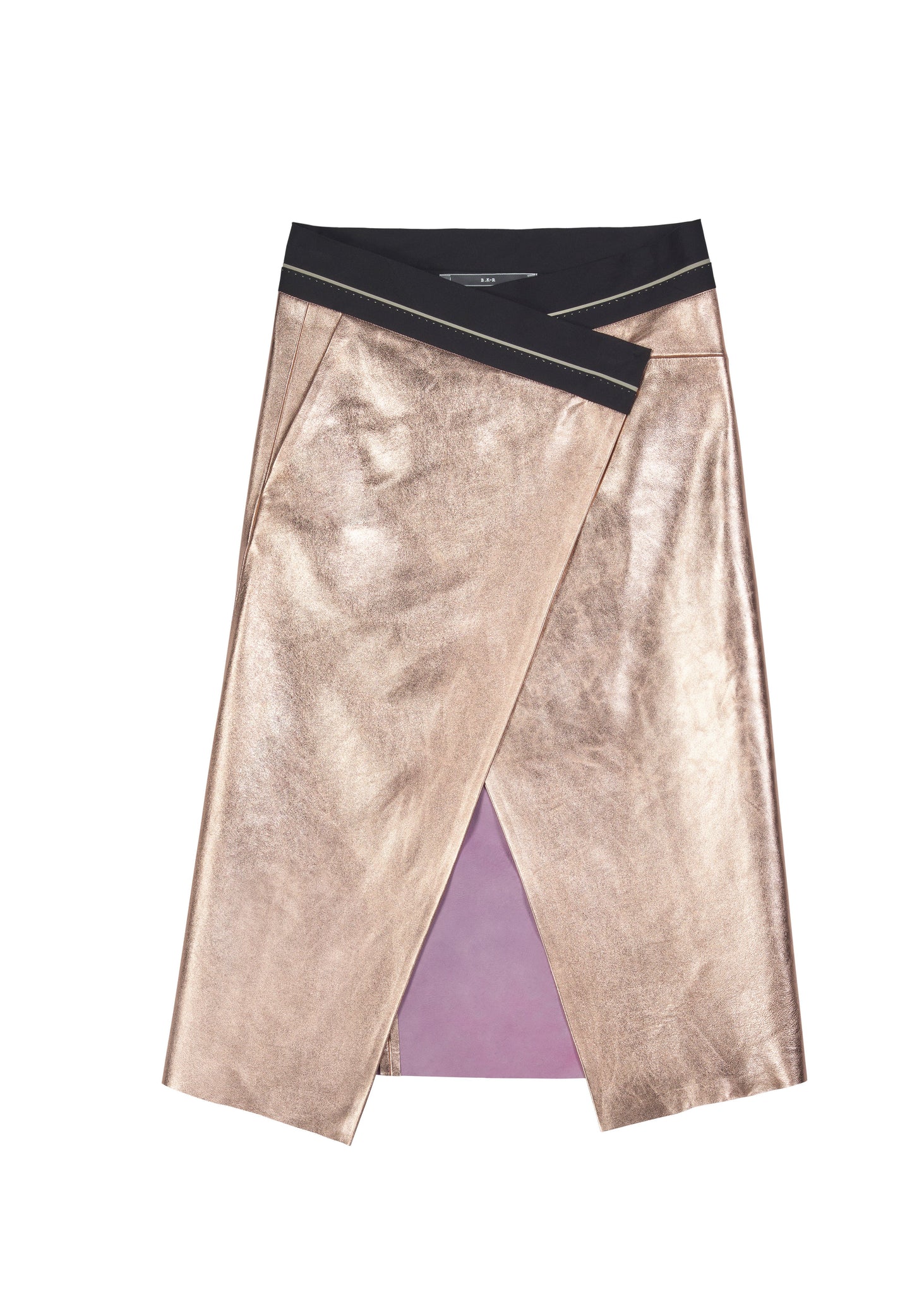 301 SKIRT LEATHER WRAP-AROUND palerose metalisé
