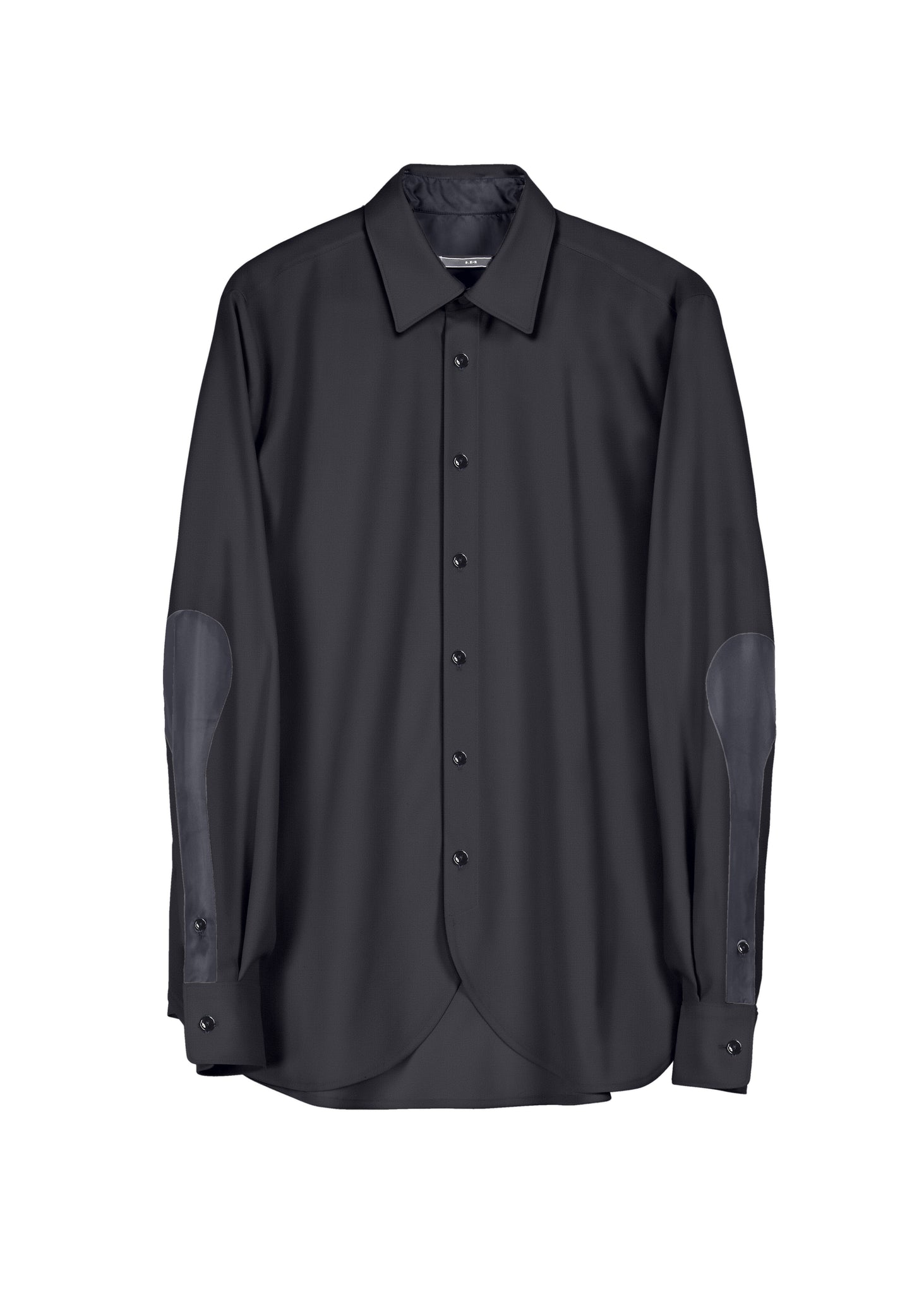 601.1 SHIRT CURVED FRONT WOOL black