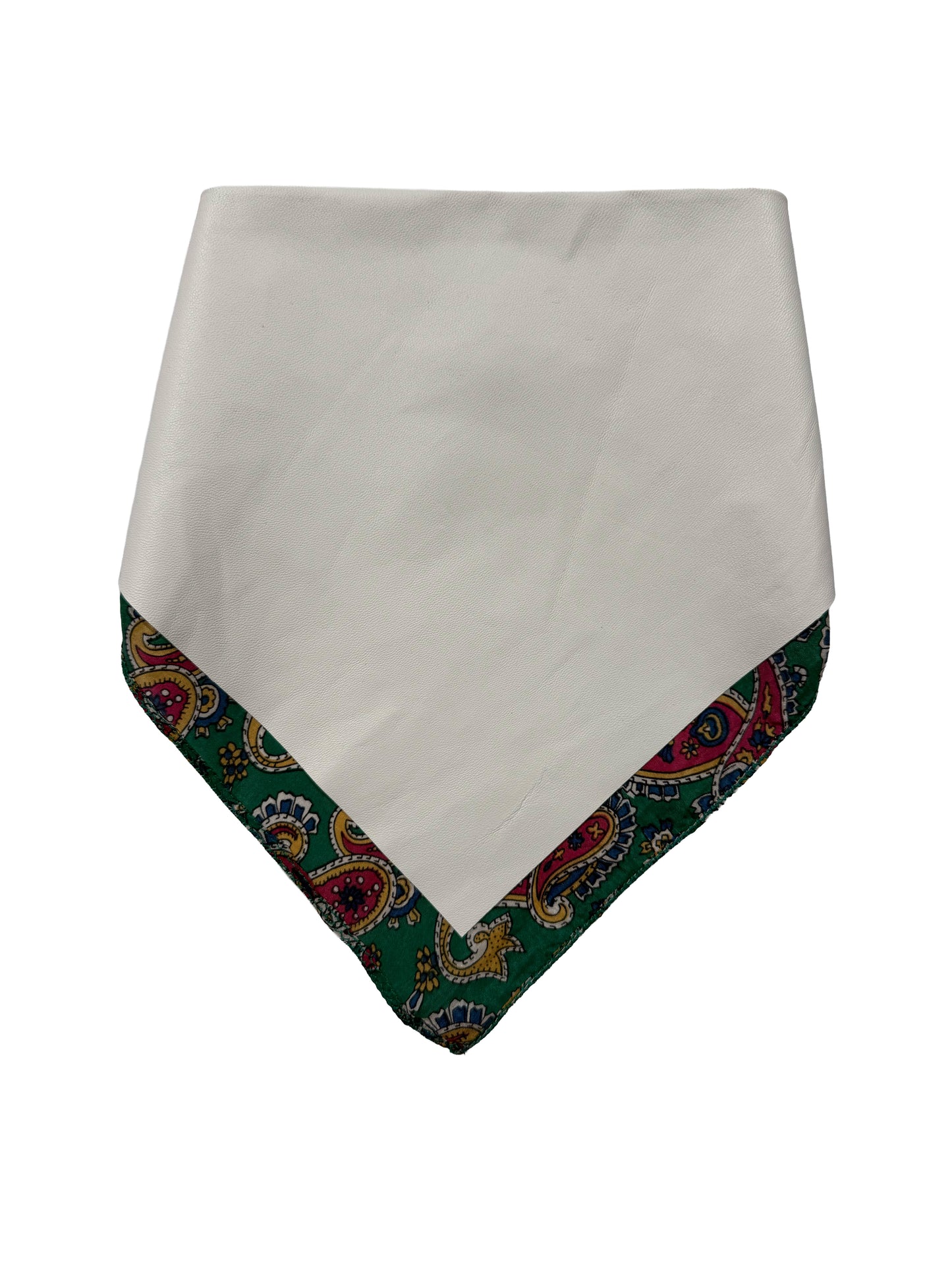 TRIANGLE LEATHER SCARF white - paisley green